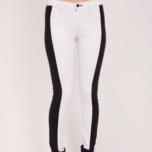 Rag & Bone black and white split skinny jeans 29